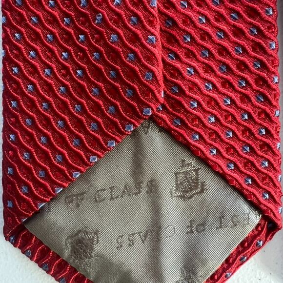 Robert Talbott Necktie Best Of Class Parisian Red Gray Polka Dot Wave Silk - Picture 3 of 7